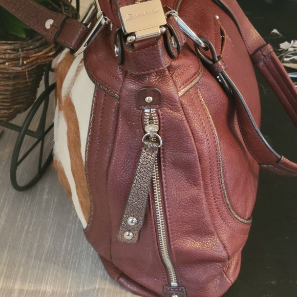 Leather B Makowsky Chic Zebra Print Handbag - Picture 3 of 8